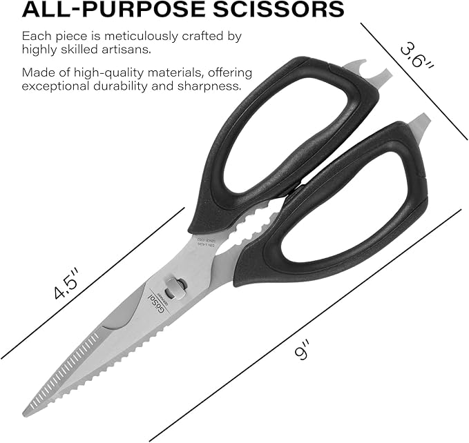Kitchen Scissors Come Apart Kitchen Shears Premium Stainless Steel Scissors for Food Heavy Duty Shears for Chicken Bone Nutcracker Bottle Can Opener 02B