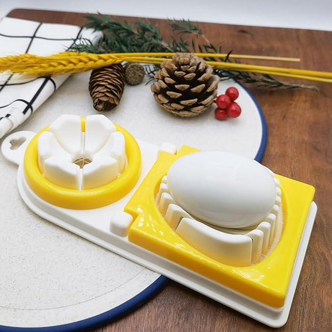 PRETYZOOM Metal Onion Slicer Egg Slicer for Boiled Egg with Stainless Steel Wire, Strawberry Mushroom Cutter Slicer, 2 Slicing Styles (Yellow) Egg Slicing Supplies