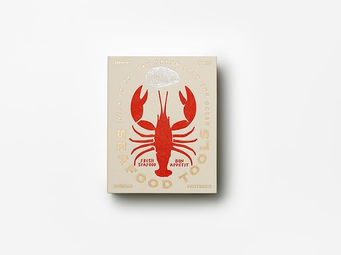 Printworks The Essentials, Seafood Tools – Seafood Tools Set with Oyster Knife, Shell Cracker & 4 Seafood Picks in Elegant Book-Style Case