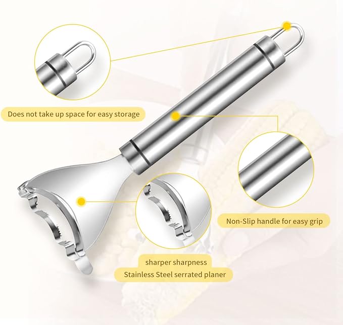 2 Pcs Corn Peeler Corn Planer Thresher Stainless Steel Corn Peeler for Corn On the Cob Corn Kernel Remover Tool Magic Corn Stripper Tool Corn Cutter Corn Scraper with Ergonomic Handle for Kitchen