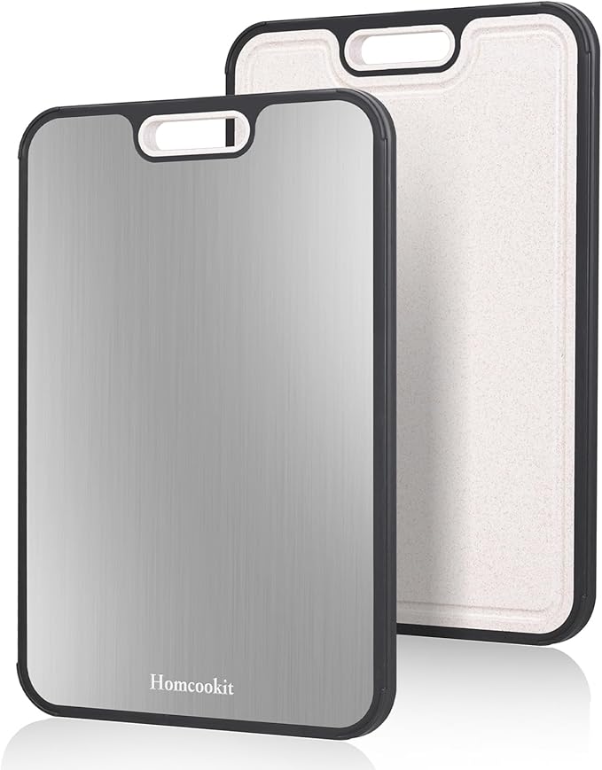 Titanium Cutting Board for Kitchen, Double Sided Cutting Board,Pure Titanium and Wheat Straw PP, Easy Clean, Non-Slip Edge,Large Size 16” x 11”