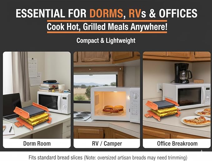 MACONEE Microwave Sandwich Maker & Panini Press - Non-Stick Microwave Grill Pan & Crisper Plate for Crispy Grilled Cheese, Toast, Burgers - Dishwasher Safe Cookware for College Dorm, Office & RV