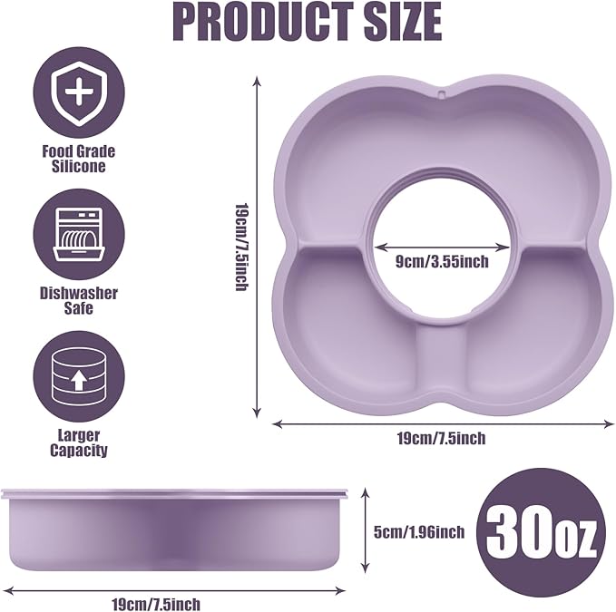 Snack Bowl with Lid for Stanley 30 oz Tumbler with Handle, Silicone Snack Tray Snack Ring for Stanley Cup Accessories, Suitable for Car Cup Holder or Outdoor, Orchid