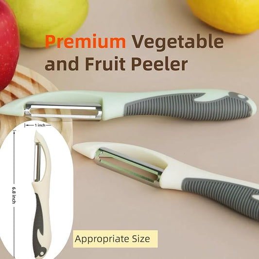 Stainless Steel Vegetable and Fruit Peeler, Swivel Straight Peeled Gadget for Kitchen - Ideal Carrot Cucumber Potato Peeler with Ergonomic, Non-Slip and Cute Handle (Ivory White)