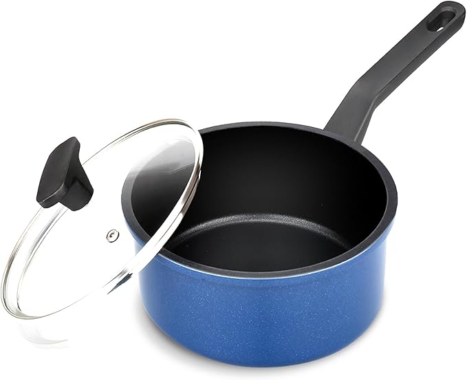 Legacy Culinaryware Nonstick Sauce Pan with Lid,1.5QT small pot, PFOA Free,Kitchen Pots Induction Pot,Blue