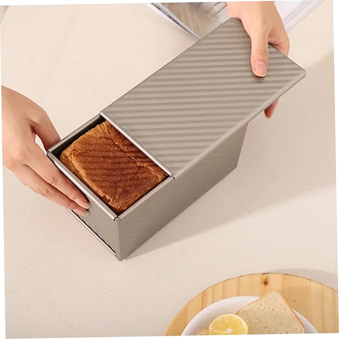 hhhlsl 2PCS Bread Loaf Pan with Lid Non-stick Carbon Steel Bread Baking Pan for Homemade Baking 7.7x3.7x3.2＆ 8.3x4.5x4.3