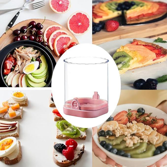New Fruit Slicer with Push Plate, Egg Banana Strawberry Cutter, Portable Slicing Tool, Kitchen Gadget for Making Salad/Breakfast/Desserts