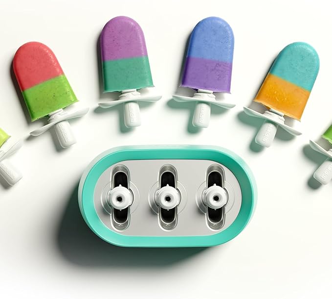 ZOKU New Triple Quick Pop Maker, Create 3 Popsicles in Minutes, Includes Super Tool, 6 Sticks and Drip Guards, 2 Pour Cups, and Character Kit, Blue