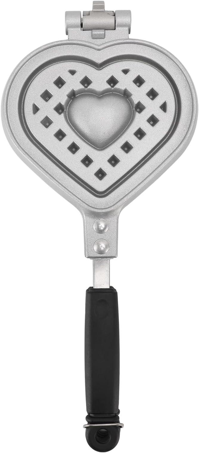 Stovetop Waffle Pan, Aluminum Alloy Nonstick Waffle Maker Pan Heart Shape Waffle Pan for Waffles Sandwich Toaster, Breakfast, Sandwich Baking