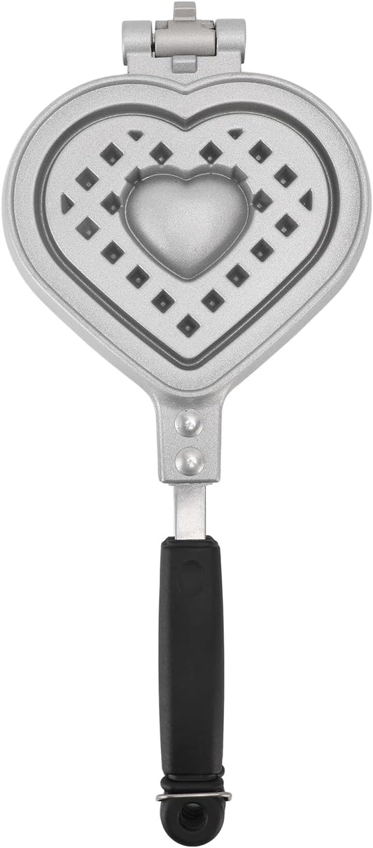 Stovetop Waffle Pan, Aluminum Alloy Nonstick Waffle Maker Pan Heart Shape Waffle Pan for Waffles Sandwich Toaster, Breakfast, Sandwich Baking