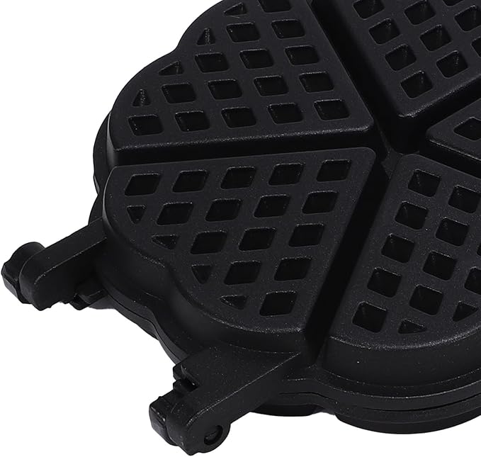 Buachois Waffle Maker Pan, Heart Shape Stovetop Waffle Baking Pan Mini Kitchen Cookware for Family Breakfast Camping Picnics, 6.3x14.2in Aluminum Nonstick Surface