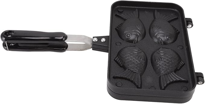 Mumusuki Stovetop Taiyaki Maker, Double Sided Non Stick Fish Shaped Pan for Japanese Desserts, Aluminum Alloy Bakeware with Anti Scald Handle (Gas Compatible)