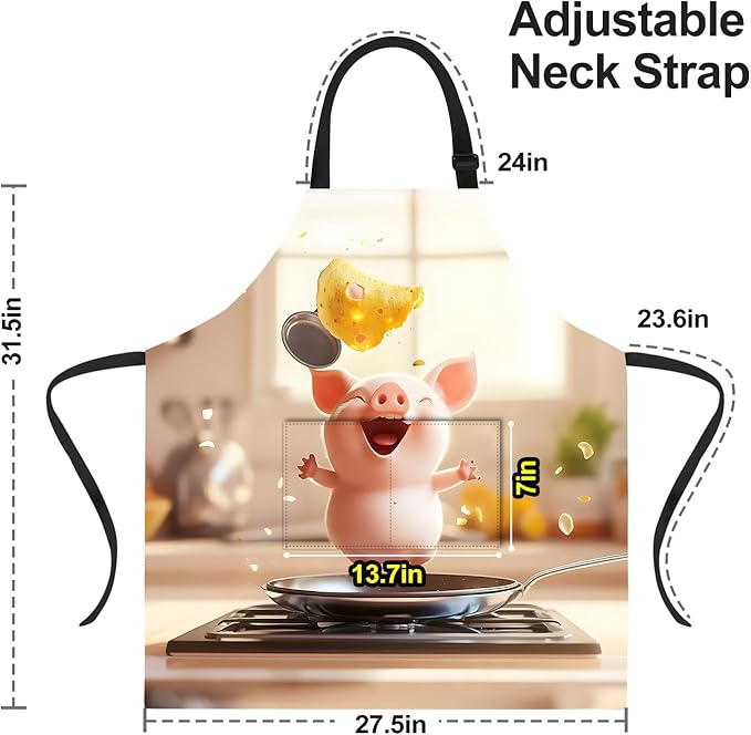 Funny Cat Apron with 2 Pockets Waterproof for Men Women Kitchen Garden Decor
