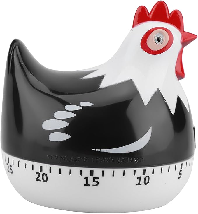 Chicken Pattern Timer, Kitchen Timer Reminder Cooking Countdown Timer for Cooking Baking Timer (Black)