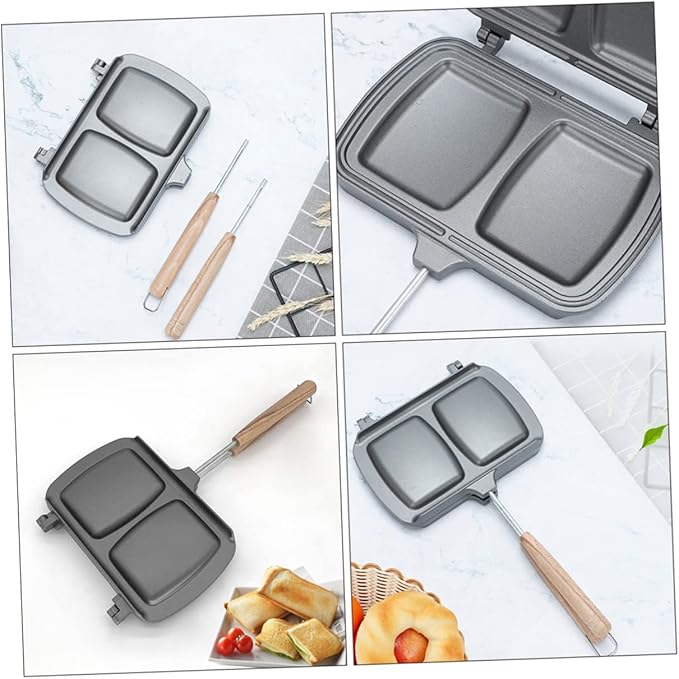GLEAVI Double Sided Non Stick Sandwich Maker Pan Versatile Breakfast Tool for Stovetop Cooking for Sandwiches Waffles Eggs and More Easy to Use Household Breakfast Machine
