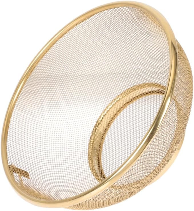 2-Pack Gold Stainless Steel Mesh Colander Set - Versatile Kitchen Strainers for Fruit, Sink, Rice - Fine Mesh Strainer Baskets for Efficient Food Drainage - Rust-Resistant and Durable