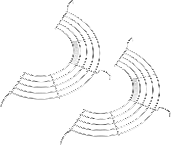 uxcell 2pcs Oil Drain Rack Semi-circular Draining Drying Rack Stainless-Steel Tempura Strainers for Home Baking Cooking Grilling Oil Drip Filter Fried Food, Silver(24cm/9.4in Long)