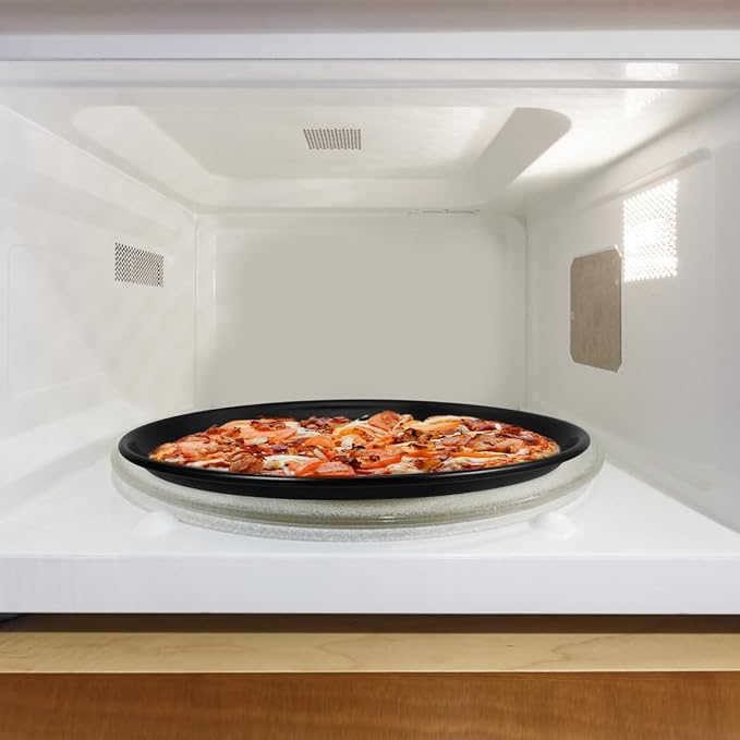 DIYEAH Microwave Pizza Crisper Pan, Non-Stick Aluminum Alloy Baking Tray, 12-Inch Round Pizza Plate for Microwave Oven, Black