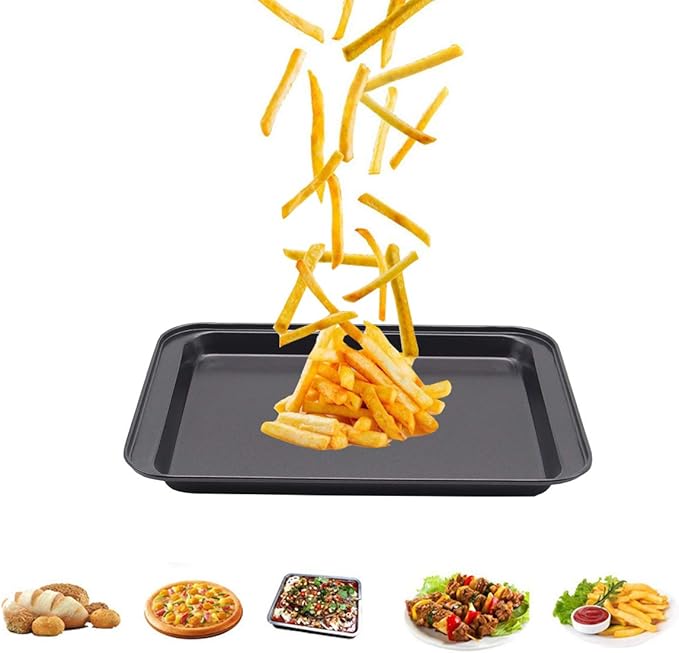 HYTK Small Baking Sheet Nonstick 9.45 X 7.09 Inch (Inner 7.5x6), 8 Inch Mini Cookie Tray Toaster Conventional Oven Pan No Warp No Rust Magnetic Bakeware for 1 to 2 person 2 Pack