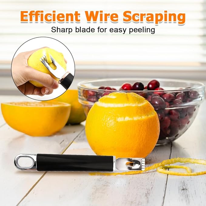 2Pcs Citrus Zester, Stainless Steels Orange Lemon Grater with 2 Different Sharp Blades for Kitchen Bar Restaurant