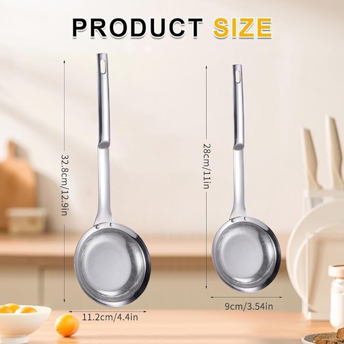 Fine Mesh Stainless Steel Colander, 2025 Stainless Steel Fine Mesh Strainer with Handle, Sieve Mesh for Kitchen Cooking, Oil Food Strainer Kitchen Gadgets(M,1PCS)