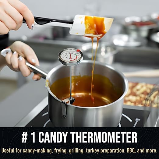 Candy Thermometer with Pot Clip - Deep Fry Oil Thermometer for Frying and Candle Making - Yellow