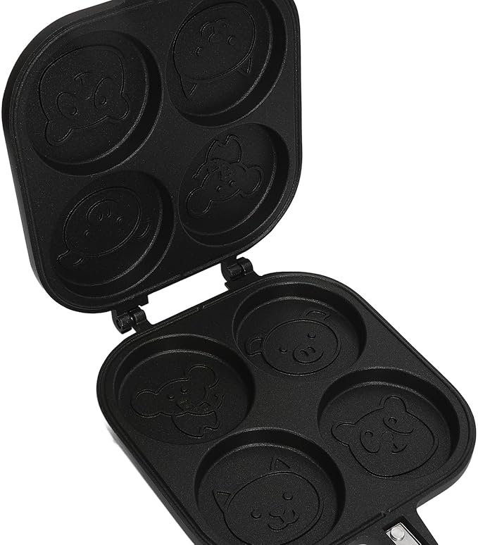 GOWENIC Double Sided Pancake Pan, Aluminum Alloy Non Stick Coating Pan for Waffles, Portable High Efficiency Pancake Pan for Outdoor Cooking Camping Picnics