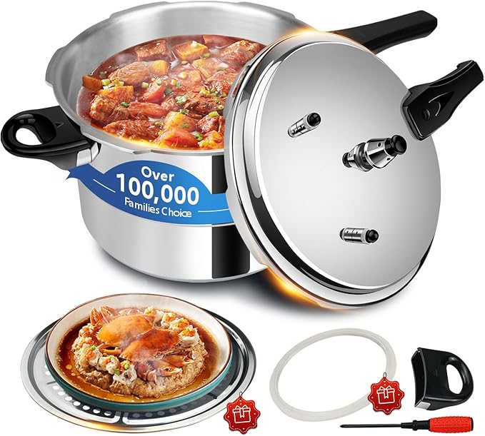 4 Quart Aluminum Pressure Cooker, olla de presion,All Stovetops Induction Compatible Thickened mini Pressure Cooker with Spring ollas de presión para cocinar 4+qt samll