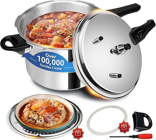 4 Quart Aluminum Pressure Cooker, olla de presion,All Stovetops Induction Compatible Thickened mini Pressure Cooker with Spring ollas de presión para cocinar 4+qt samll
