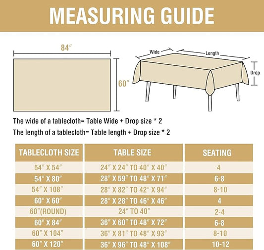 H.VERSAILTEX Linen Table Cloths Rectangle 60 x 84 Inch Premium Tablecloth Spill-Proof Waterproof Table Cover for Dining Buffet Feature Extra Soft and Thick Fabric Wrinkle Free, Natural