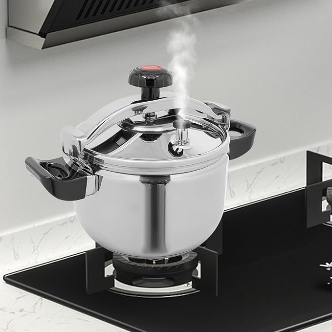 Bokknppo Stainless Steel Pressure Cooker Large Capacity 60Kpa Pressure Pot Explosion-proof Compound Bottom Pressure Canner with Pressure Limiting Valve for Gas Stove Induction Cooker (9L/9.51 Qt)