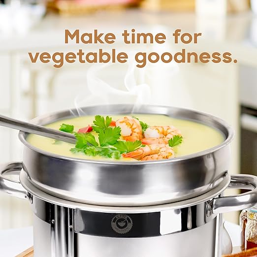 7 QT Soup Chafer Station with Contemporary Marmite Water Pan, Stainless Steel, Including Fuel Holder & 6 Oz Ladle - Perfect for Buffets, Catering, and Events