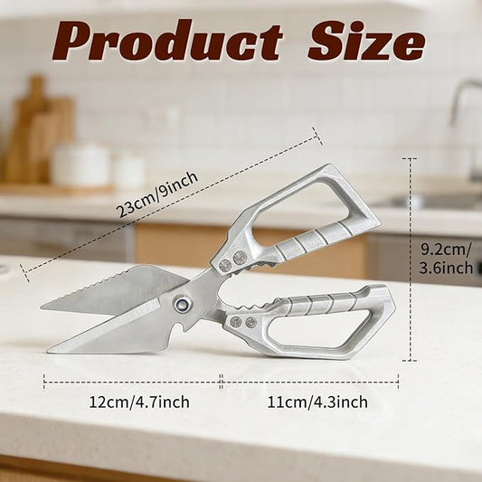 Kitchen Scissors Silver, Multifunctional Kitchen Shears For Food with Ergonomic Handle,Stainless Steel Kitchen Shears,Sharp Cooking Scissors for Chicken, Meat,Turkey, Seafood, Bone Cutting
