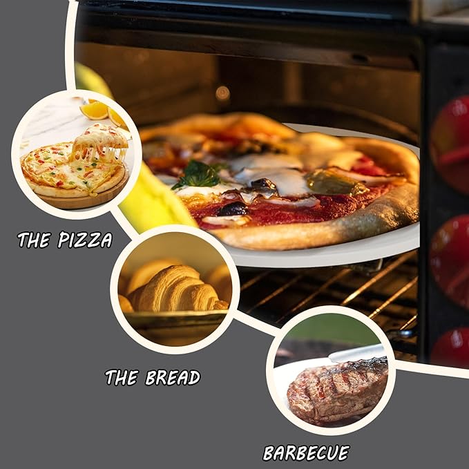 AUPLEX 9'' Pizza Stone for Oven and Grill Round Baking Stone Heavy Duty Cordierite Pizza Cooking Pan for Indoor Electric Ovens Baking Crisp Crust Pizza Bread with RV Oven Home(23cm*1cm)