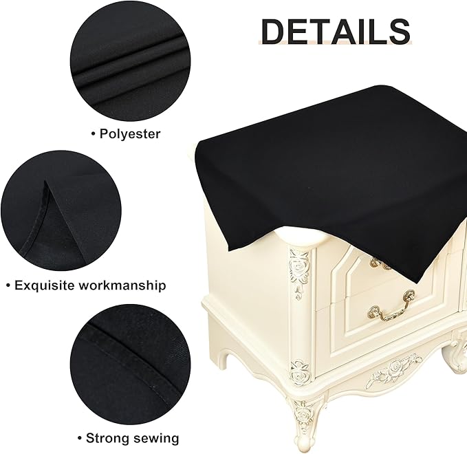 Wolkemer 2 Pack Small Square Tablecloth 24 x 24 Inch Washable Fabric Table Cloth Solid Black Table Cover for Nightstand End Bedside Table Tabletop Decoration