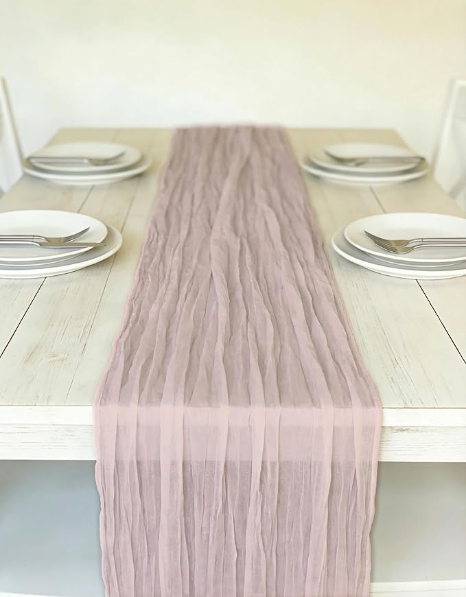 3 Pack Dusty Pink Cheesecloth Table Runner -17×120 Inch Gauze 10 FT Long Cheese Cloth Table Runners for Bridal Wedding Party Baby Shower Holiday Birthday Home Easter Decor (Dusty Pink, 3PC)