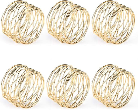 Accmor Napkin Rings, Metal Gold Round Napkin Rings Buckles for Table Decorations, Wedding, Dinner, Party, Set of 6