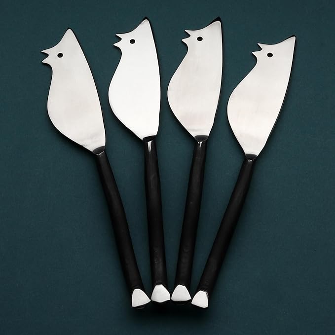 INOX ARTISANS Twig Ratoncito Cheese Spreader/Knife 4 Pc. Set