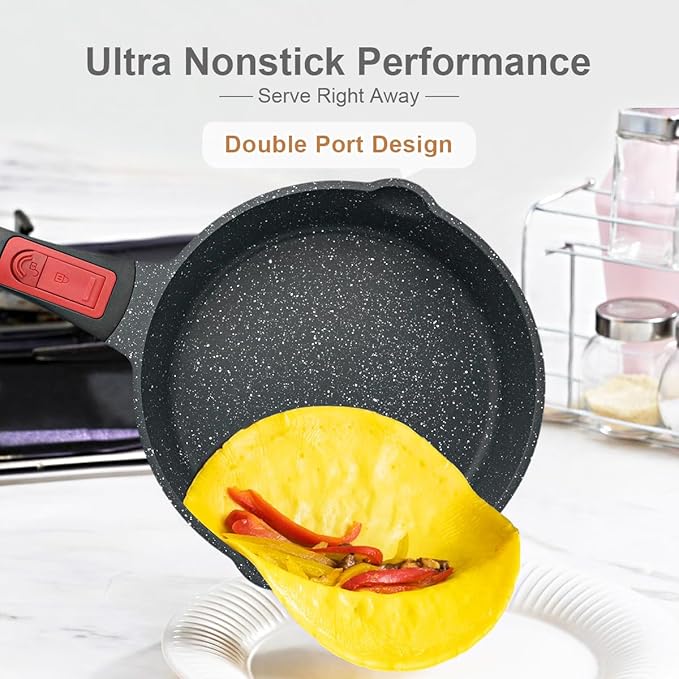 AIKENBBKK 11 Inch Non Stick Frying Pans with Lid, 5 QT Large Deep Frying Pan Skillet with Cover, NonStick Cooking Sauté Pan Compatible with All Stovetops, Detachable Handle, Oven Safe, PFOA PFOS Free
