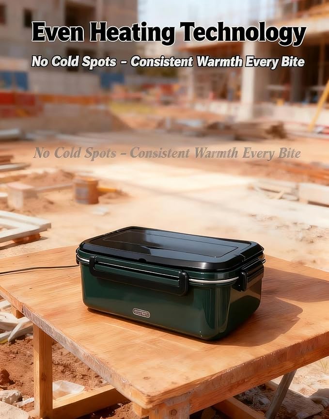 Electric Lunch Box 80W Heated Lunch Boxes for Adults Work/Car/Truck/Home, 1.8L Portable Food Warmer Heating Lunchbox with Insulated Lunch Cooler Bag 12V 24V 110V