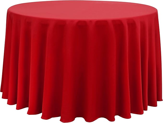 Obstal 210 GSM Round Red Tablecloth - Oil-Proof Spill-Proof Waterproof Table Cloth, Christmas Decorations Fabric Table Cover Protector for Holiday Party (Rio Red, 108 Inch Diameter)