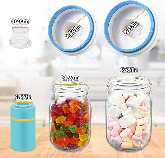 Electric Mason Jar Vacuum Sealer Kit Fits Wide & Regular Mouth Canning Sealer Set Compatible with All FoodSaver Models, Vacuum Seal Containers Vacuum Zipper Bags
