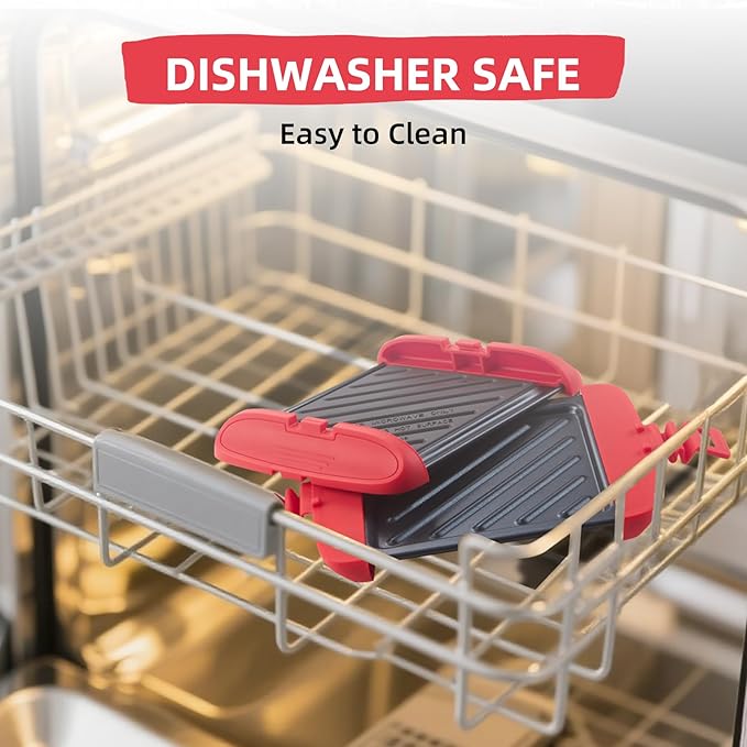 Microwave Sandwich Maker, Microwave Toastie Maker, Snack Maker & Panini Press, Microwavable Metal, Removable Non-Stick Plates Silicone Microwavable Cookware, Dishwasher Safe, Red