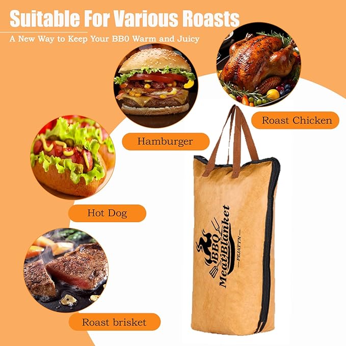 21in BBQ Blanket for Resting Meat Smoking Grilling Meat Insulated Bag for Turkey, Brisket, Beef & Pork Shoulder Reusable BBQ Accessories Gifts for Men, Dad