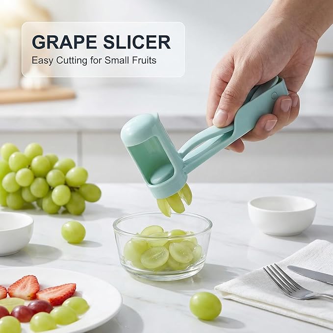 Egg Slicer + Grape Slicer Bundle, 4-Mode Stainless Steel Cutter, for Eggs, Grapes, Strawberries, Cherries, Tomatoes, Snack and Salad Prep