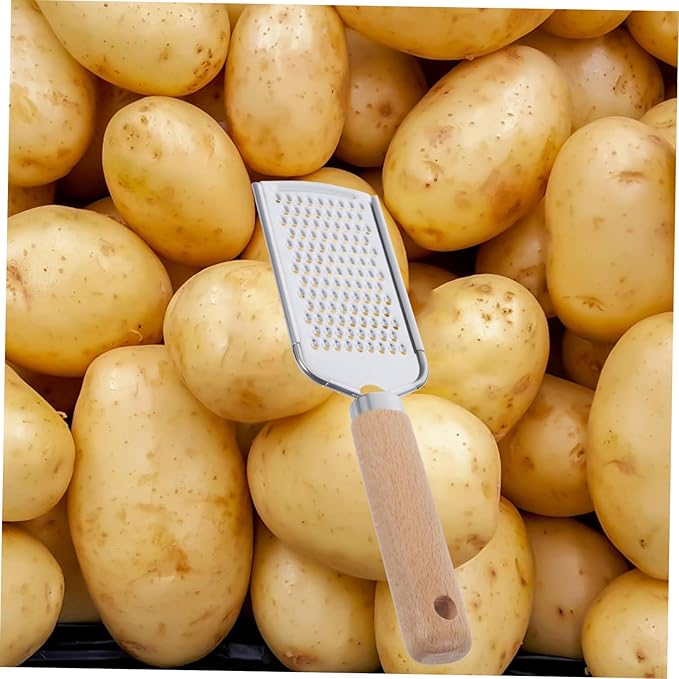 Ciieeo 1pc Stainless Steel Plane Grater with Non Slip Wood Handle for Easy Zesting of Fruits Vegetables Cheese and More Kitchen Gadget for Home and Restaurant Use Silver Blue
