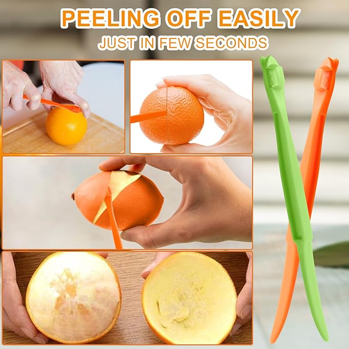 6Pcs Orange Peeler Tool Plastic Citrus Lemon Peeler Orange Peeler Stick Fruit Peeling Tool for Grapefruit Orange Cutter Slicer Kitchen Accessories Gadget