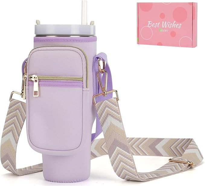 Water Bottle Carrier Bag for Stanley 40/30 oz Tumbler with Phone Pocket Neoprene Water Bottle Holder with Shoulder & Handheld Strap Stanley Cup Accessories