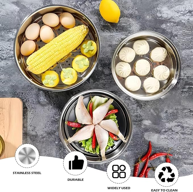 Stainless Steel Steaming Rack 7.8 Inch Universal Steamer Basket for Kitchen Dim Sum Dumplings Bun (20cm)