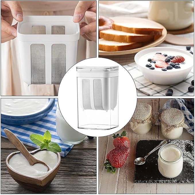 Yogurt Strainer— Filter「0.55QT/0.14GAL」 &Total 「1.16QT/0.29GAL」, Greek Yogurt Strainer Yogurt Press, BPA-Free PP Strainer for Whey Separation & Greek Yogurt Maker(Filter1.16QT/0.14GAL)